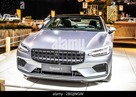 Brüssel, Belgien, 09. Januar 2020: Electric Volvo Polestar 1 auf dem Brussels Motor Show, Electric Performance Hybrid Stockfoto