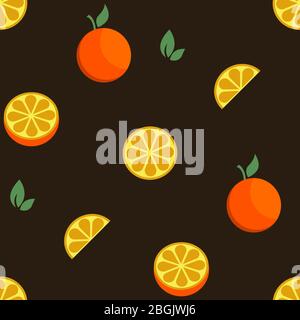 Orange Frucht Set nahtlose helle Kunst Vektor Muster Stock Vektor