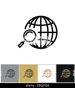 Globe-Suche-Symbol, Web-oder Internet-Suche-Symbol auf weißen und schwarzen Hintergründen. Vektorgrafik Stock Vektor