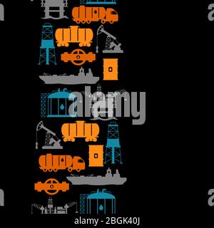 Nahtloses Muster mit Öl- und Benzinsymbolen. Stock Vektor