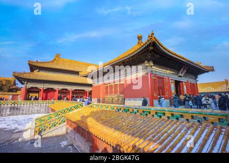 Peking, China - Jan 9 2020: Jiaotaidian (Hall of Union) ist einer der 3 wichtigsten Paläste in der Verbotenen Stadt inneren Gericht, zwischen Palast von H befindet Stockfoto