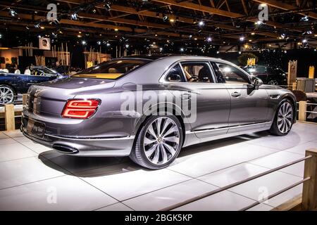 Brüssel, Belgien, 09. Januar 2020: Neuer Bentley Flying Spur auf dem Brüsseler Automobilsalon, dritte Generation, MSB-Plattform, Bentley-Flaggschiff der Luxuslimousine Stockfoto