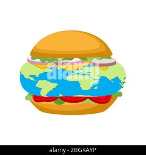 Burger hat die Erde gemacht. Galaktischer Hamburger. vektorgrafik Stock Vektor