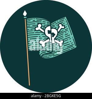 Ikonische Tattoo Stil Bild von Piraten Flagge Stock Vektor