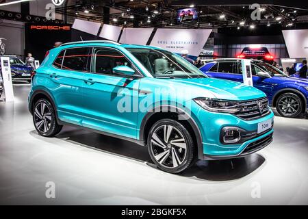 Brüssel, Belgien, Jan 2020 Volkswagen VW T-Cross, Brussels Motor Show, MQB Plattform, Kompakt-SUV von Volkswagen Group produziert Stockfoto