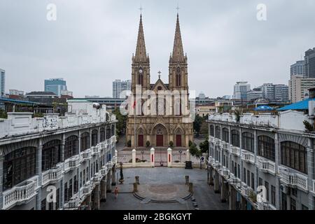 Dieses undatierte Foto zeigt eine Luftaufnahme der Kathedrale des Heiligen Herzens, die Kathedrale des Heiligen Herzens Jesu, die auch als der Stein bekannt ist Stockfoto