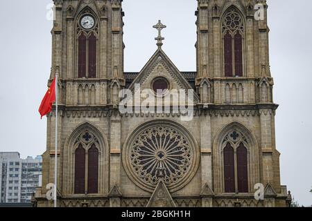 Dieses undatierte Foto zeigt die Herz-Jesu-Kathedrale, richtig die Kathedrale des Herzens Jesu und auch als das Steinhaus von Einheimischen bekannt, Stockfoto