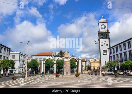 Stadtlandschaft in Ponta Delgada, Hauptstadt der Azoren auf der Insel São Miguel, der größten Insel des Azoren-Archipels, portugal-Insel, europa Stockfoto