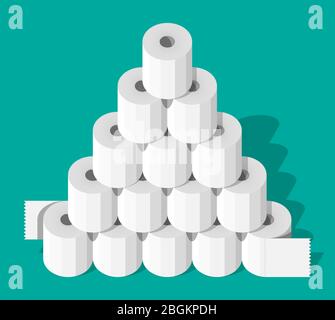 Weiß Rolle Toilettenpapier. Hank Papier für die Toilette. Vector Illustration im flachen Stil Stock Vektor