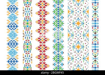 Farbe ethnischen Ornament. Geometrisches Muster mit einheimischer Stickerei. Vektorgrafik. Stock Vektor