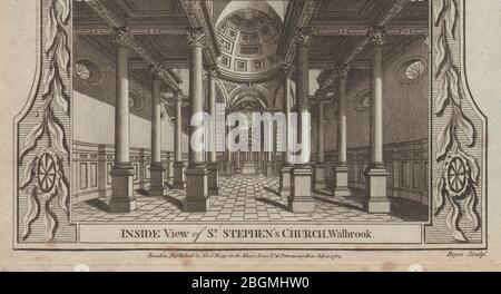 Innenansicht von St. Stephen, Walbrook, City of London. Wren Kirche. THORNTON 1784 Stockfoto