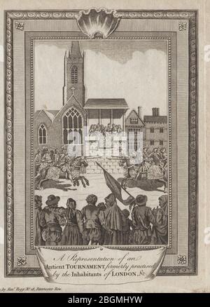 Ein mittelalterliches Turnier in London. Ritter in Rüstung. THORNTON 1784 Stockfoto