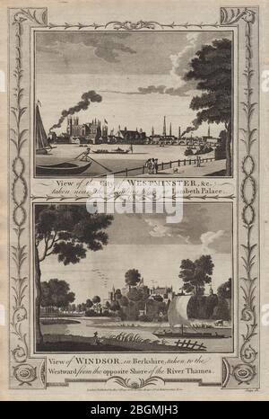 Blick auf Westminster vom Lambeth Palace. Windsor von der Themse. THORNTON 1784 Stockfoto