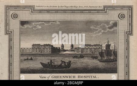 Blick auf das Greenwich Hospital. Old Royal Naval College, London. THORNTON 1784 Stockfoto