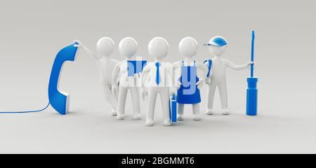 Konzept der Teamarbeit, Assistenz oder Support-Konzept. 3d-Rendering Stockfoto