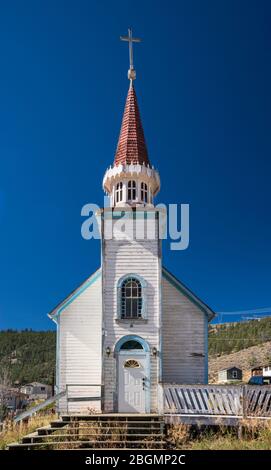 Kirchengebäude in Pavillion, einer Gemeinde im Dorf und Indianerreservat in Fraser Canyon, Highway 99, British Columbia, Kanada Stockfoto