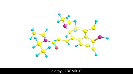 Lyserginsäure Diethylamid oder LSD ist ein psychedelisches Medikament, das für seine psychologischen Wirkungen bekannt ist. 3d-Darstellung Stockfoto