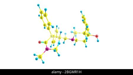 Loperamid ist ein Medikament, das verwendet wird, um die Häufigkeit von Durchfall zu verringern. Es wird oft für diesen Zweck bei Gastroenteritis verwendet. 3d-Darstellung Stockfoto