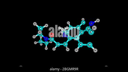 Lyserginsäure Diethylamid oder LSD ist ein psychedelisches Medikament, das für seine psychologischen Wirkungen bekannt ist. 3d-Darstellung Stockfoto