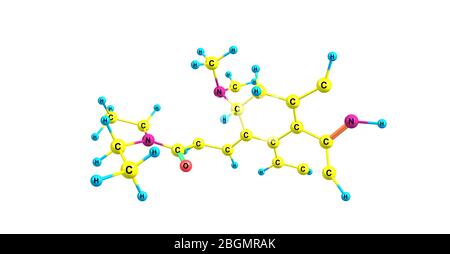 Lyserginsäure Diethylamid oder LSD ist ein psychedelisches Medikament, das für seine psychologischen Wirkungen bekannt ist. 3d-Darstellung Stockfoto