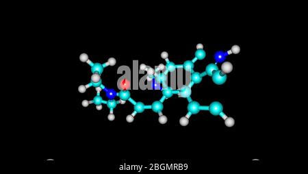 Lyserginsäure Diethylamid oder LSD ist ein psychedelisches Medikament, das für seine psychologischen Wirkungen bekannt ist. 3d-Darstellung Stockfoto