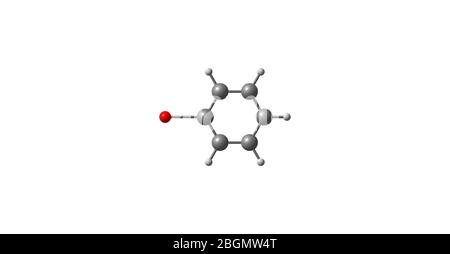 Bromobenzol ist ein Arylhalogenid C6H5Br, das durch elektrophile aromatische Substitution von Benzol mit Brom gebildet werden kann. Es ist ein klares, farbloses o Stockfoto