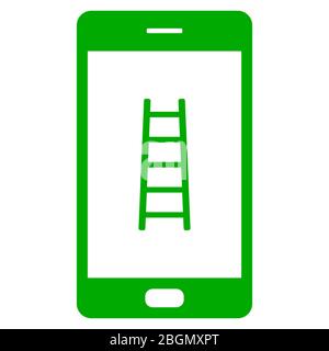 Leiter und Smartphone Stockfoto