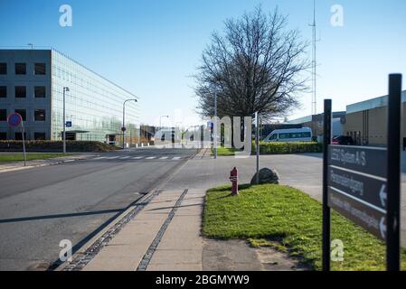 Billund, Dänemark - 25. April 2014: LEGO Fabrik, wo ist berühmte Spielzeug und Konstrukteure Lego hergestellt werden Stockfoto