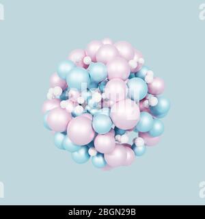 Blauer futuristischer Hintergrund mit abstrakter 3D-Form der Bälle. 3d-Rendering Stockfoto