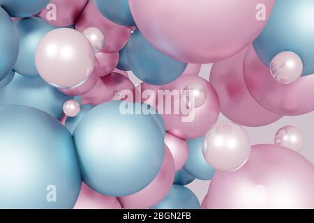 Blauer futuristischer Hintergrund mit abstrakter 3D-Form der Bälle. 3d-Rendering Stockfoto