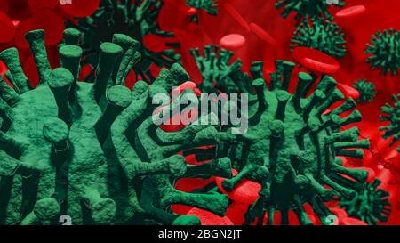 Coronavirus 2019-nCov Novel Coronavirus Konzept resposible for asian Grippe Ausbruch und Coronaviren Influenza als gefährliche Grippe-Strain-Fälle als pande Stockfoto