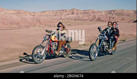 EASY RIDER 1969 Columbia Pictures Film mit von links: Dennis Hopper, Peter Fonda, Jack Nicholson Stockfoto