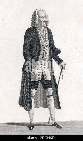 VOLTAIRE (1694-1778) Französischer Historiker, Philosoph, Autor von Tausenden von Büchern und Broschüren, die die Meinungsfreiheit befürworten. Stockfoto