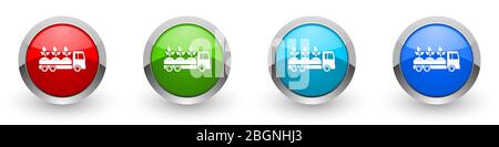 LKW Silber metallic glänzende Icons, Pflanzen und Bäume Lieferkonzept Set von modernen Design-Tasten für Web, Internet und mobile Anwendungen in vier c Stockfoto