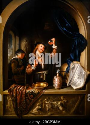 Der Arzt von Gerrit Dou (1613-1675), Öl auf Kupfer, 1653 Stockfoto