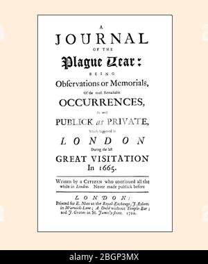 Daniel Defoe A Journal of the Plague Year Titelseite aktualisiert und zurückgesetzt Erstveröffentlichung 1722 Stockfoto