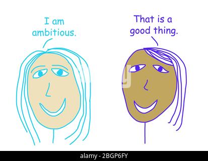 Farbe Cartoon Darstellung zwei ethnisch unterschiedlichen Frauen reden über Ehrgeiz eine gute Sache. Stockfoto