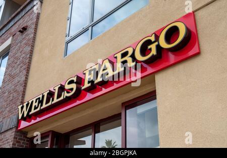 Wells Fargo Bank Zeichen in Los Angeles Kalifornien USA Stockfoto