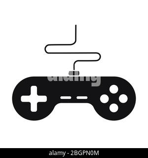 Spiel-Controller-Symbol Silhouette isoliert auf weißem Hintergrund. Vektorgrafik Stockfoto