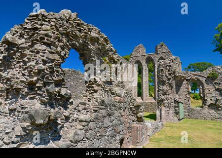 Irland, County Down, Downpatrick, Inch Abbey Ruins. Stockfoto