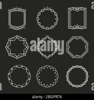 Umrissembleme und Abzeichen Rahmen für abstrakte lineare Hipster-Logo Stock Vektor