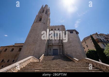 Die Stiftskirche Sant Felix aka Basílica de Sant Feliu in Girona, Katalonien, Spanien, Europa Stockfoto