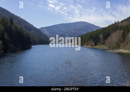 Trinkwasserspeicher. Sance Recice Damm in den Beskiden, in der Nähe von Ostrava in der Tschechischen Republik. Stockfoto