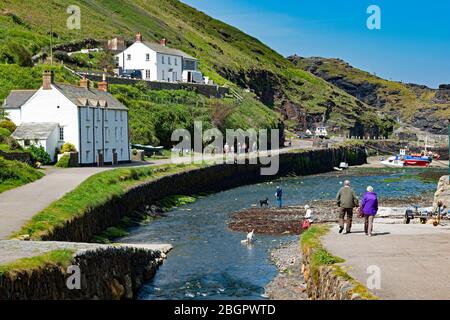 Der historische Hafen von boscastle in cornwall, england Stockfoto