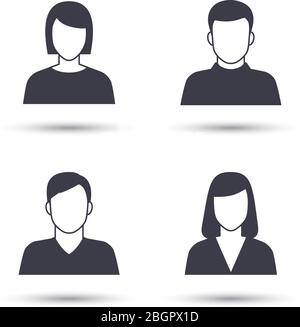 Benutzersymbole. Weibliche und männliche abstrakte Avatare mit Schatten Stock Vektor
