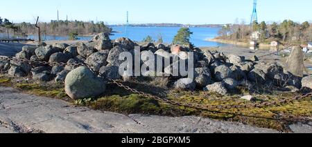 Bronzezeitgrab in Humallahti, Helsinki, Finnland. Stockfoto