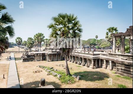 Blick auf den unglaublichen Angkor Wat Tempel in der Nähe von Siem Reap in Kambodscha. Stockfoto