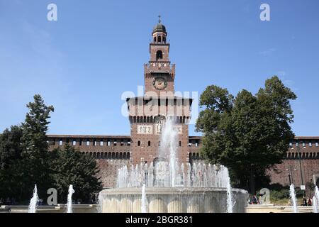 Mailand, Italien - 20. September 2019: Castello Sforzesco, erbaut im 15. Jahrhundert von Francesco Sforza, Herzog von Mailand Stockfoto