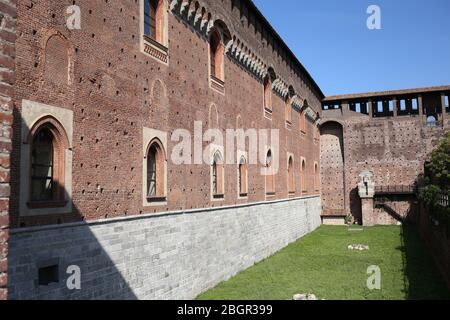 Mailand, Italien - 20. September 2019: Castello Sforzesco, erbaut im 15. Jahrhundert von Francesco Sforza, Herzog von Mailand Stockfoto