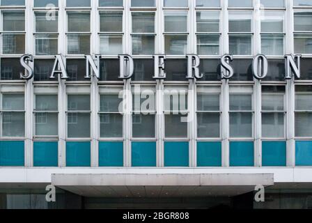 Modernistische Architektur Glas 1950er Architektur Sanderson Hotel, 54 Berners Street, Westminster, London von Jeff Holroyd von Slater Uren Architects Stockfoto